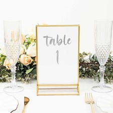 6 Clear Gold 5x9 in Freestanding Table SIGN HOLDERS Acrylic Display Stands Party