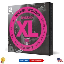 2-Pack D'Addario XL Nickel Wound 45-100 Electric Bass Strings - Tight and Bright