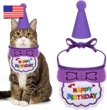 Cat Birthday Hat,Cute Birthday Hat for Cat,Adjustable Embroidered Cats Party Hat