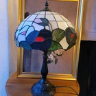 Vintage Tiffany Style Stained Glass Lamp Hummingbird Table Lamp Multicolor Shade
