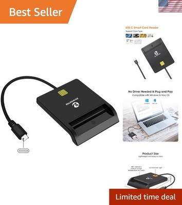 Compact Type C CAC Reader - Effortless Setup for DOD Access & Online Banking