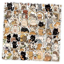 50Pcs Kawaii Cat Stickers for Kids Cartoon Cute Cat Stickers Pack Cat50