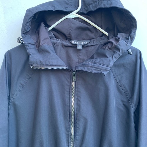 Athleta Cloudburst Jacket Size XS Black Hooded Long Raincoat Water-Resistant - Picture 3 of 16