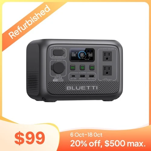 BLUETTI AC2A 300W 204Wh Portable Power Station Solar Generator For Trip Renew