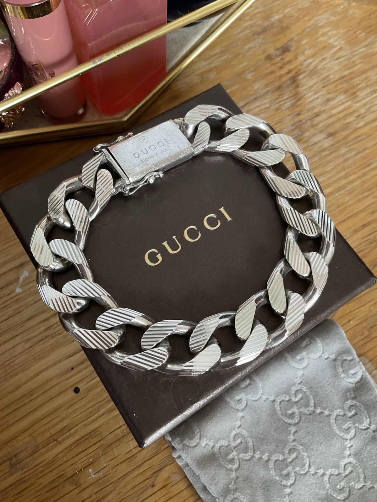 Genuine Gucci Solid Silver Link Bracelet Size 21 … - image 2