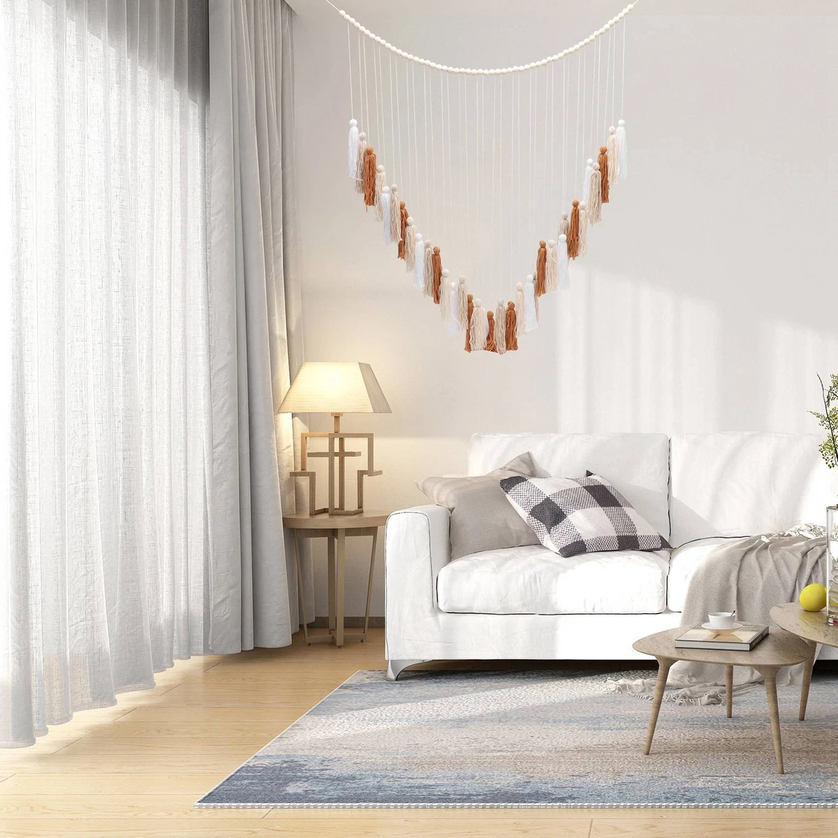 Macrame Wall Hanging- Macrame Wall Hanging with Wood Beads-Bohemian Wall6137
