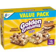 Golden Grahams Cereal Treat Bars, S'mores, Snack Bars, Value Pack, 16 Ct, 16.96.