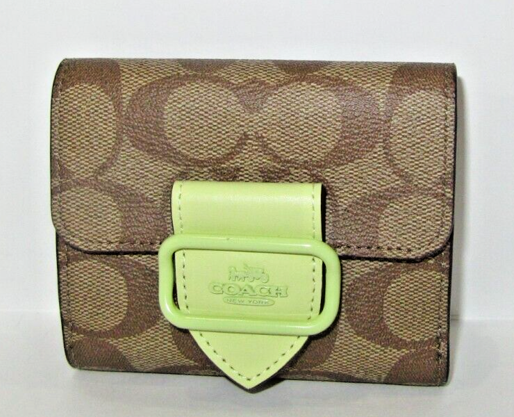 Coach CJ690 Small Morgan Bifold Wallet Khaki Signature Pale