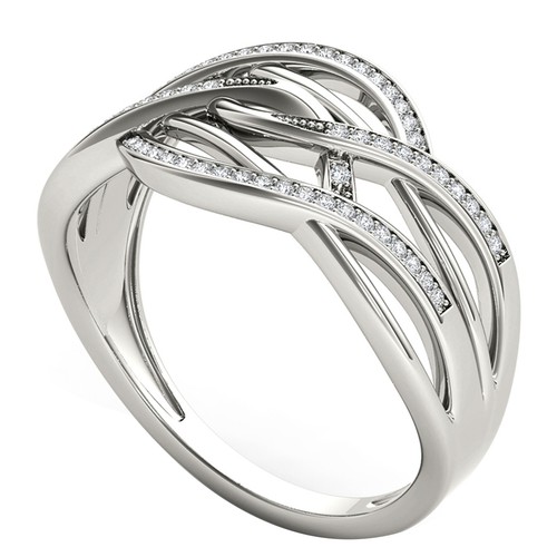 10k White Gold 3/4 Ct Round Diamond Engagement Wedding Ring for Women Size 8 - 第 2/5 張圖片