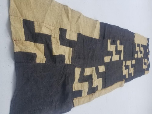 Vintage afrikanisches handgewebtes Kuba Tuch Raffia Textil Panel 190x52cm - Bild 10 von 12