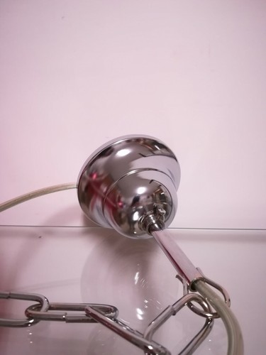 Lampadario vetro colorato a sospensione con catena metallo stile moderno - Foto 3 di 6