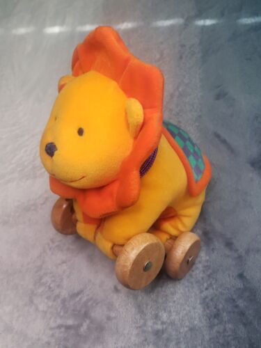  Lion Plush Toy on wheels(WOODEN MADE) gymboree  - Picture 1 of 14