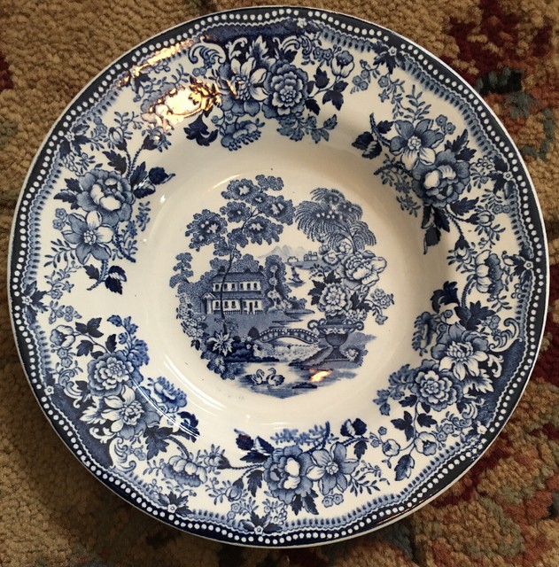 Clarice Cliff Tonquin Royal Staffordshire Blue Soup Bowls Rimmed eBay