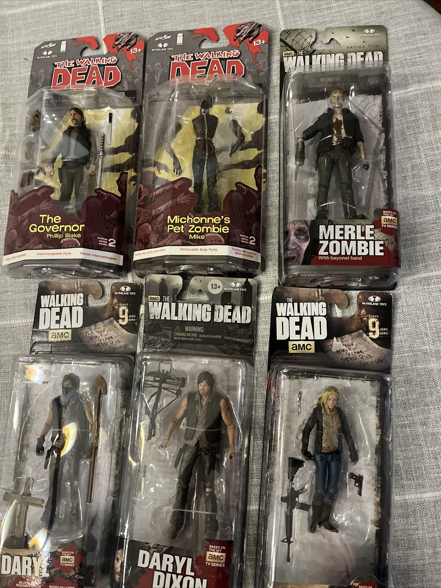 LOT 6 THE WALKING DEAD FIGURES DARYL BETH MERLE ZOMBIE THE