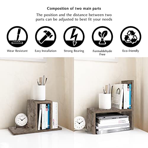 Office Desk Organizers and Accessories for College Dorm Decor Supplies Wooden... - Picture 5 of 7