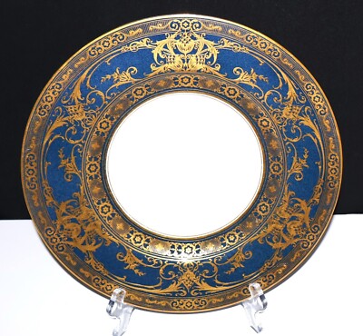 Royal Worcester 1926 Cobalt Powder Blue and Gilt Gold 10 5/8  Cabinet Plate
