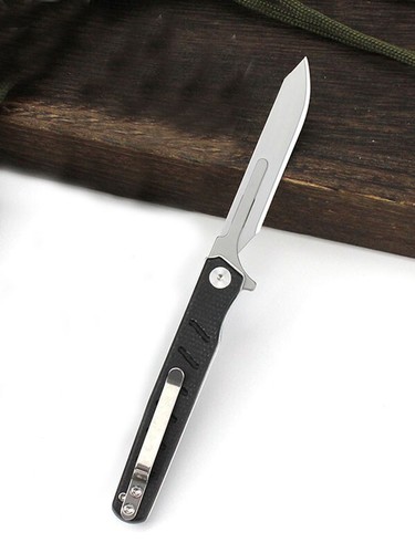 Couteau Pliant Titane EDC - Lame Scalpel Acier Carbone - Poche Camping - NEUF