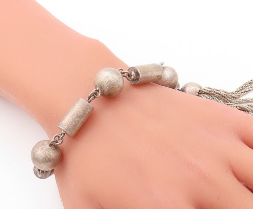 925 Sterling Silver Vintage Bracelet Solid Sphere & Cylinder Linked BT10925 - Picture 4 of 9