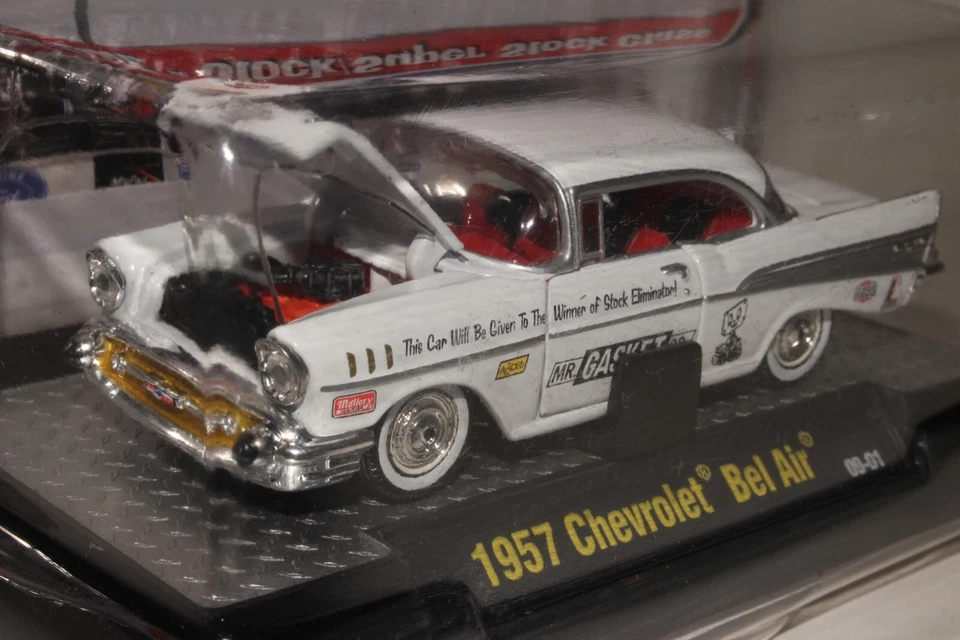 M2 AUTO-DRAGS 1957 CHEVROLET BEL AIR, WHITE, MR. GASKET, 1:64, NIB - Image 4 of 4