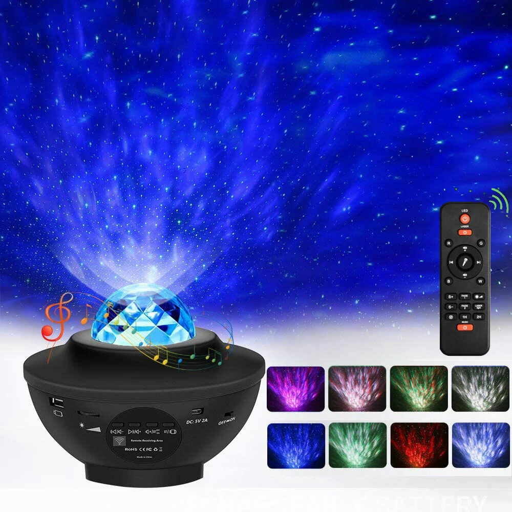 LED Galaxy Starry Night Light Projector Ocean Star Sky Party Speaker Lamp  Remote