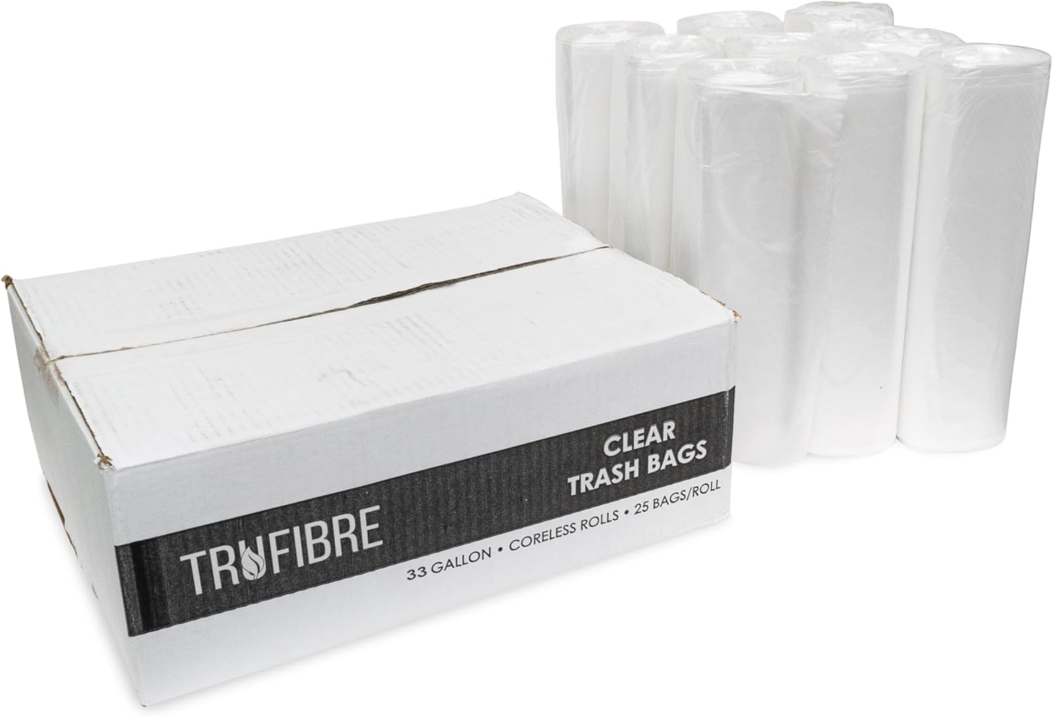 Large Clear Trash Bags, 33 Gallon, Plastic Liners Waste Disposal, Home, Office,