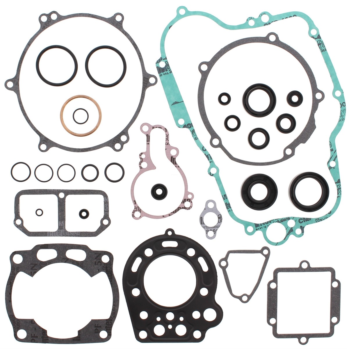 Kawasaki KX 125, 1990-1991, Complete Gasket Set with Seals - KX125