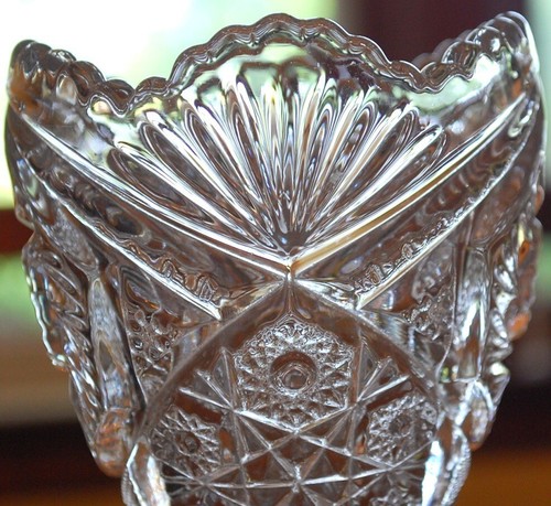 RARE Antique McKee FENTEC CLEAR Pressed Glass FOOTED CHALICE VASE Star 8.25" - Picture 13 of 20