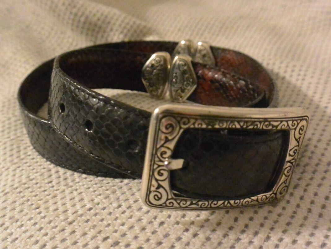 BRIGHTON Reversible Womens Belt Shiny Oil Rubbed Bronze Color, Silver Buckle s-l400.jpg main image 3
