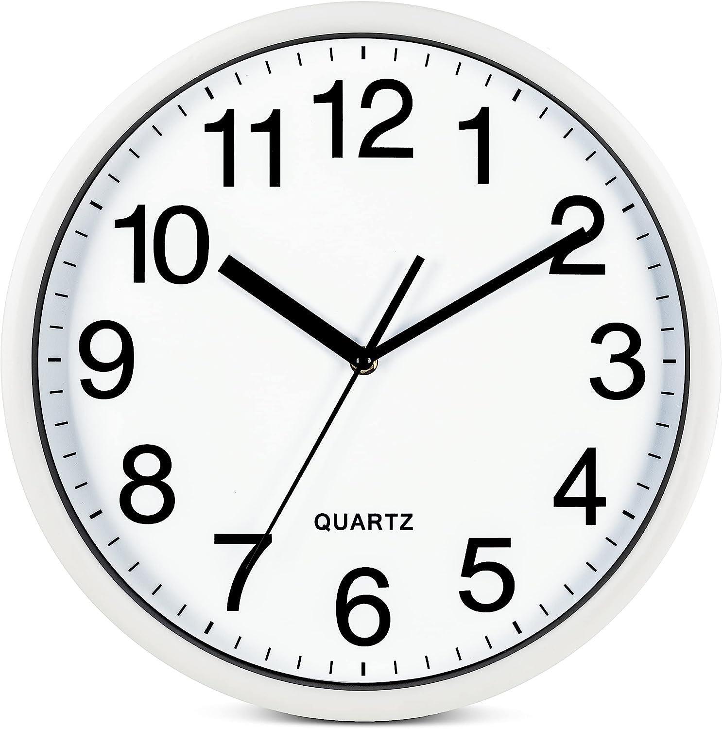 Round Wall Clock Simple Bedroom Kitchen Clocks Quartz Basic Display Home Office