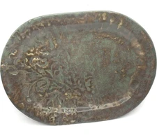 Signed Studio Art Pottery  Oval 11.5”x8" Textured Iron Lustre Glaze