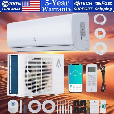 AC Unit 18000BTU Mini Split Air Conditioner Het Pump 230V SEER2 19 1.5 Ton Wifi 