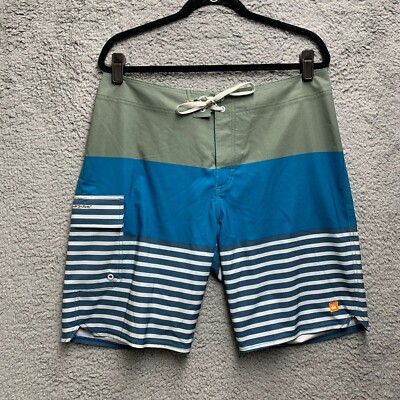 Quiksilver Waterman Board Shorts 34 Mens Color Block Striped Swim Suit  Trunks