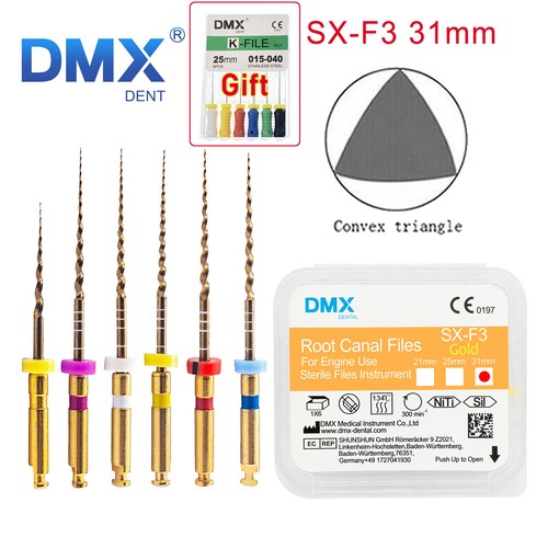 6 limas endodónticas dentales giratorias NITI X-Pro Gold Taper DMXDENT + regalo - Imagen 3 de 34