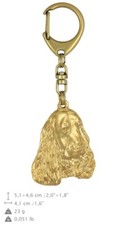 English Cocker Spaniel - Gold-plated Keychain with a Dog Art Dog