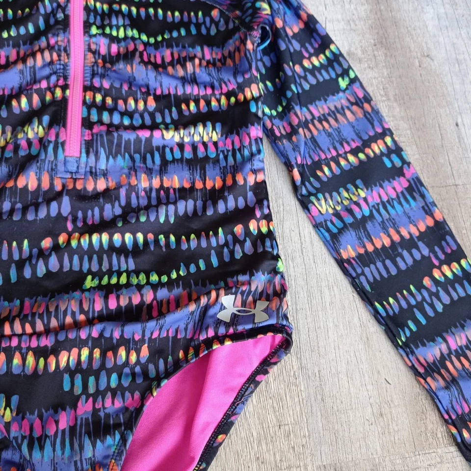 Traje de baño Under Armour para niñas talla 12-16 negro manga larga protector contra erupciones Foto 2 de 4