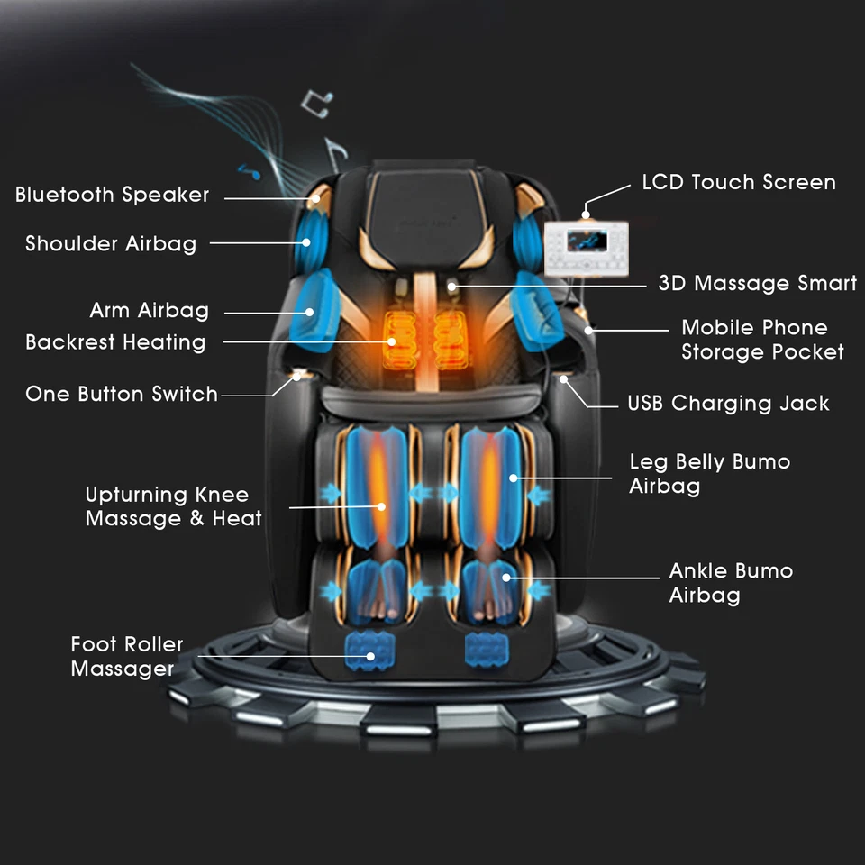 Full Body Zero Gravity Massage Chair Shiatsu Recliner SL-Track Knee Heat,12Modes - Image 4 of 4
