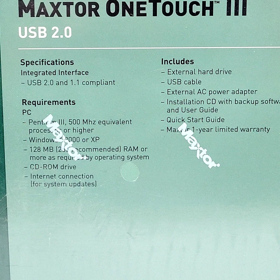 MAXTOR 300 GB USB 2.0 OneTouch III Series 16 MB Cache Hard Drive (T01H300) - Image 3 of 4