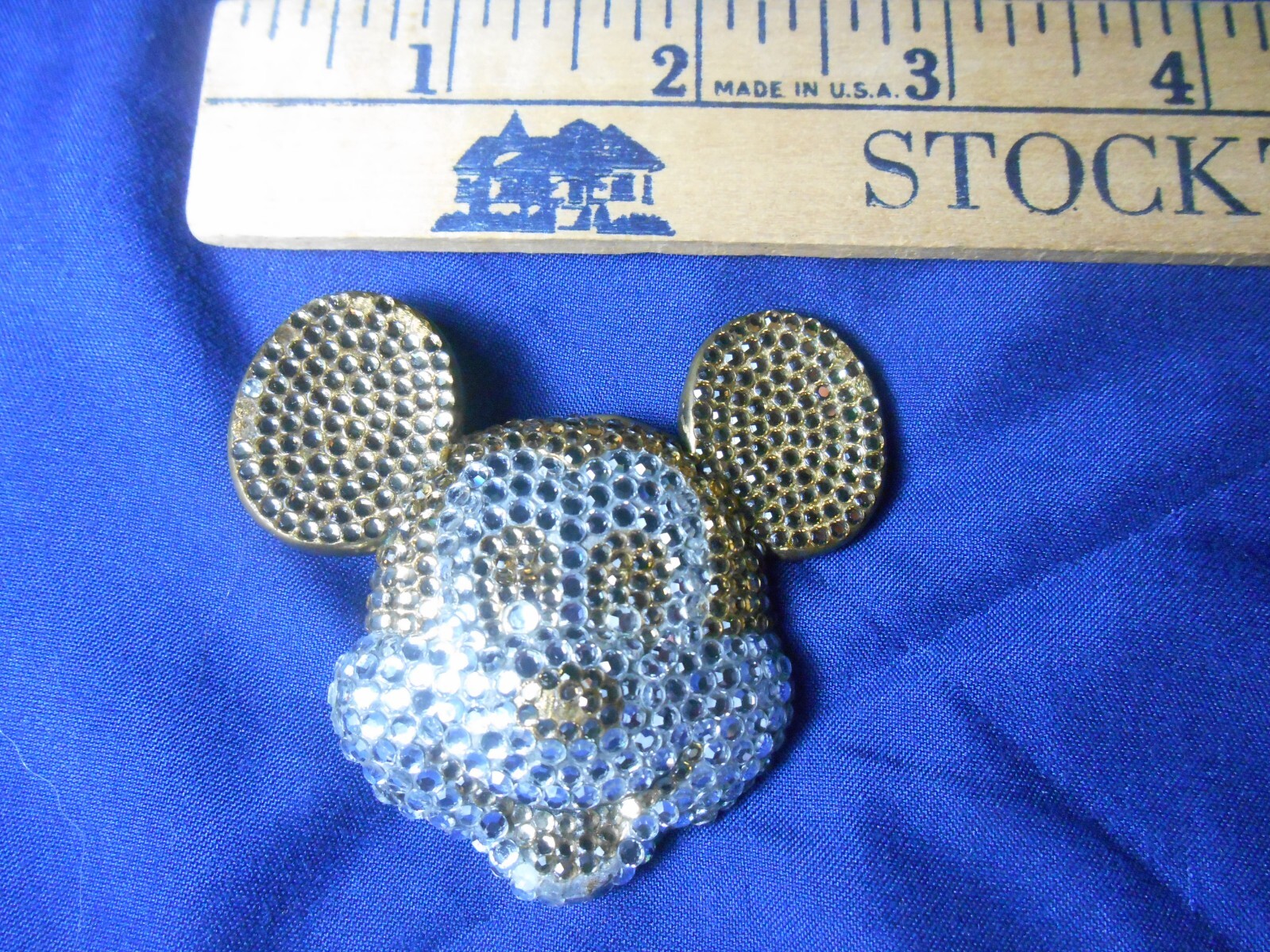 Rare Mickey Mouse Solid Brass Rhinestones Belt Bu… - image 4