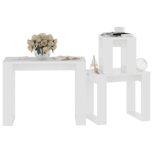 3 PCS Nesting Tables Side Coffee Table Sofa End Accent Desk Nightstand Storage - Picture 4 of 10