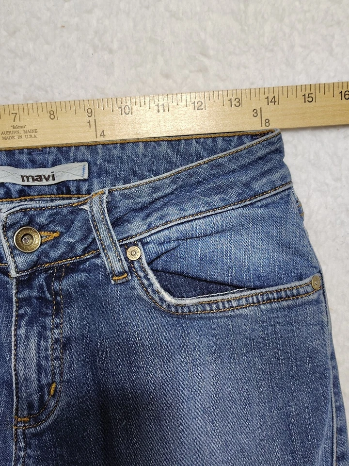 Pantalones de mezclilla para mujer Mavi 047 Mindy de pierna acampanada tiro bajo lavado medio talla 25x32 Foto 3 de 4