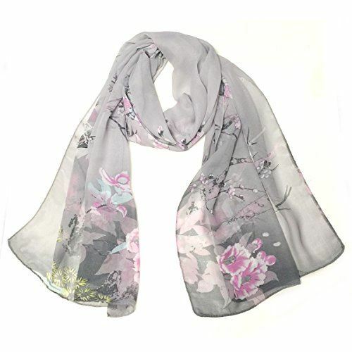 Wrapables Floral Bird Print Polyester and Silk Oblong Scarf, Twilight Dusk - Picture 1 of 5