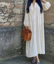 NEW ZARA WOMENS OPEN WORK EMBROIDERY ECRU WHITE MIDI DRESS SMALL