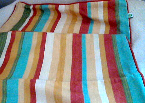 Company Set Of 2 18" x 18" 100% Cotton Pillow Covers Multi Stripe Piped Zip NEW - 第 1/6 張圖片