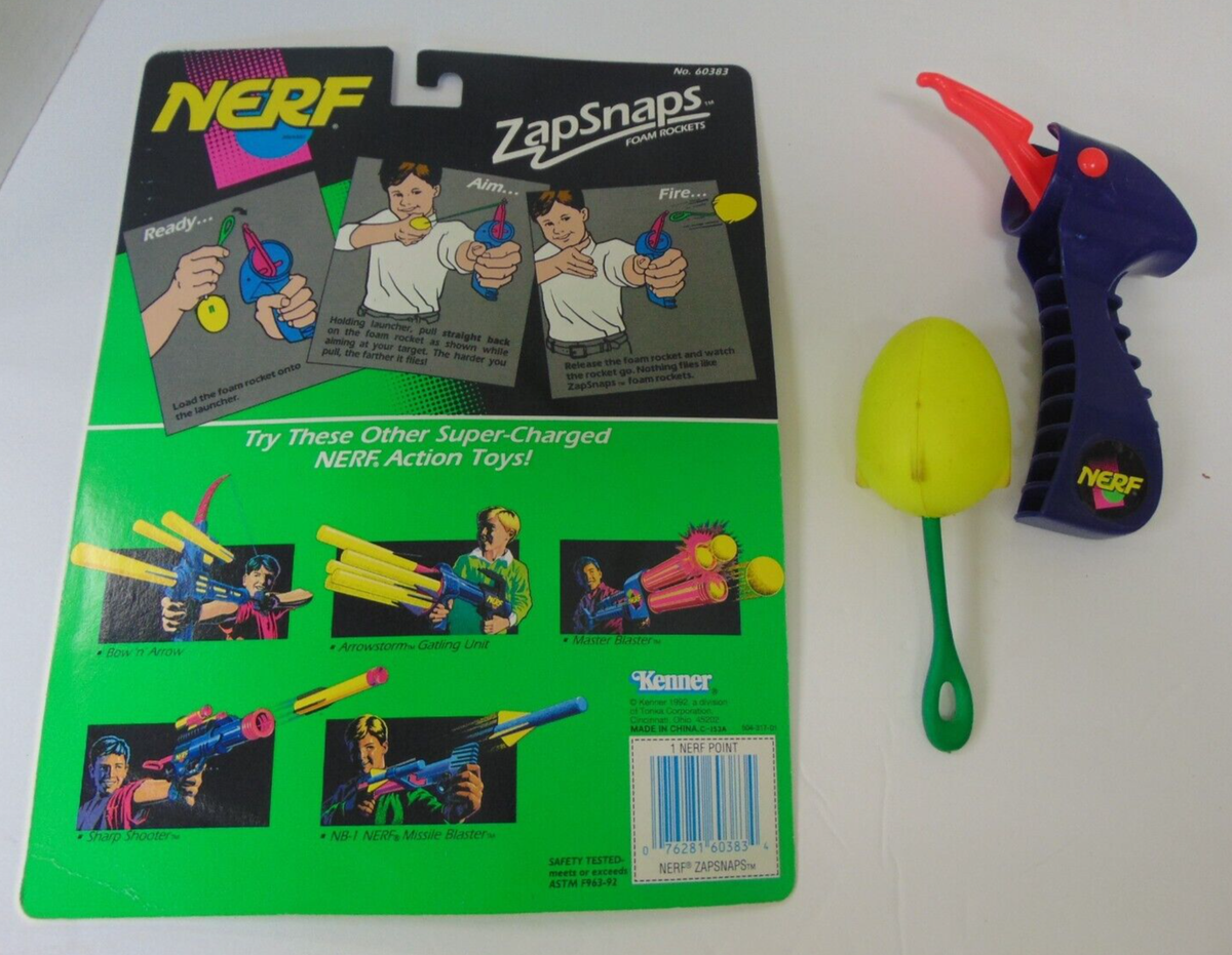 Rare 1993 NERF Zap Snaps Launcher w 1 Yellow Rocket w original