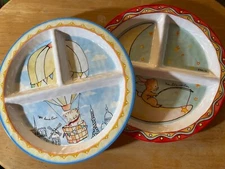 Baby Cie Dani Two Plates Melamine Divider Plate Ct Hot Air Balloon Bunny Moon