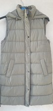 Ladies F & F OLIVE Quilted Padded Longline Hooded Sleeveless Gilet Size10