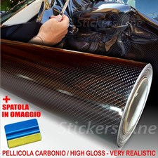 Pellicola adesiva CARBONIO NERO lucido 5D cm 100x200 car wrapping auto moto