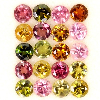 Rund Schliff Nicht Erhitzt Mehrfarbig Turmalin 20pcs 5.56ct 4mm Menge Edelstein