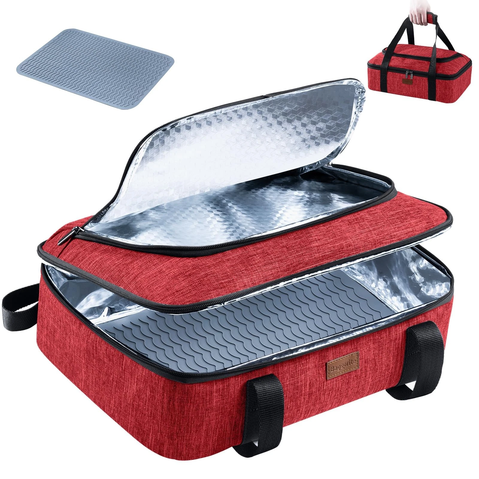 Insulated Casserole Carrier for Hot or Cold Food with Heat-resistant Mat, Fit...