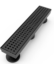 12 Inch Linear Shower Drain Rectangular Floor Drain w/ Square Holes Matte Black